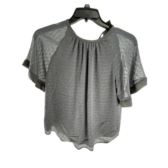 Ann Taylor Tops - Ann Taylor Black Embroidered Tie Back Short Sleeve Blouse Women's Size XSP